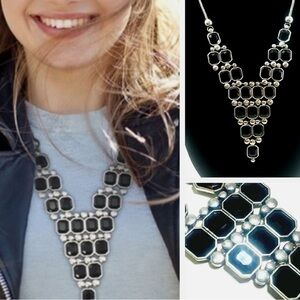 Designer PASSIANA Black Onyx crystal Pyramid BIB STATEMENT NECKLACE RETIRED